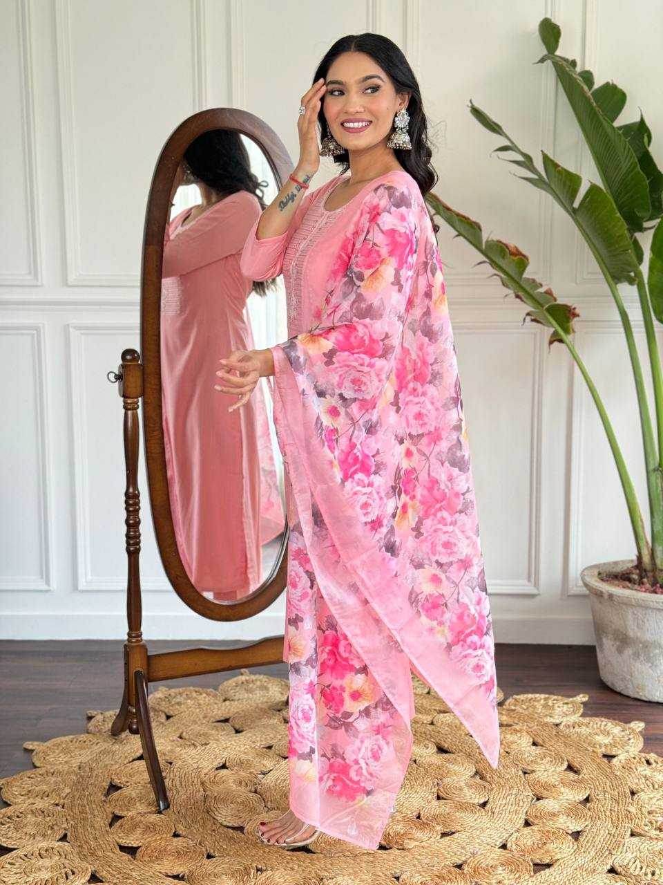 Rayon Embroidery Party wear Pink Salwar Suit - MYLUXURY LANE ENTERPRISE